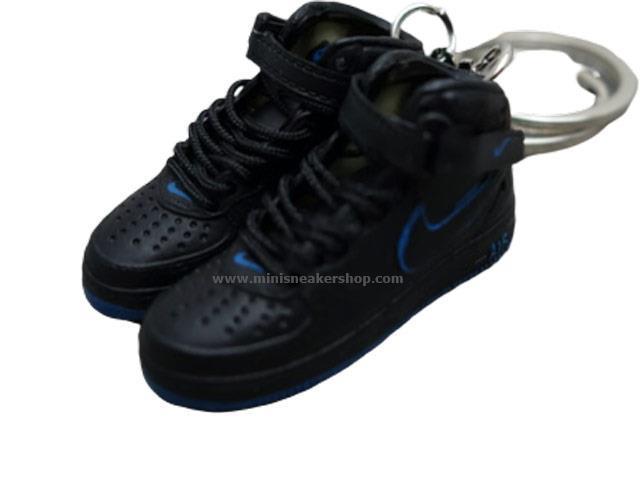 Mini Sneaker sneaker keyrings Nike Air Force High - Black Blue - Sneakers Passion