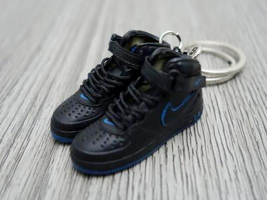 Mini Sneaker sneaker keyrings Nike Air Force High - Black Blue - Sneakers Passion