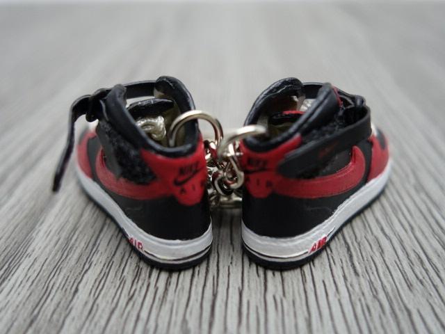 Mini Sneaker 3D keyrings Nike Air Force High- Black Red White - Sneakers Passion