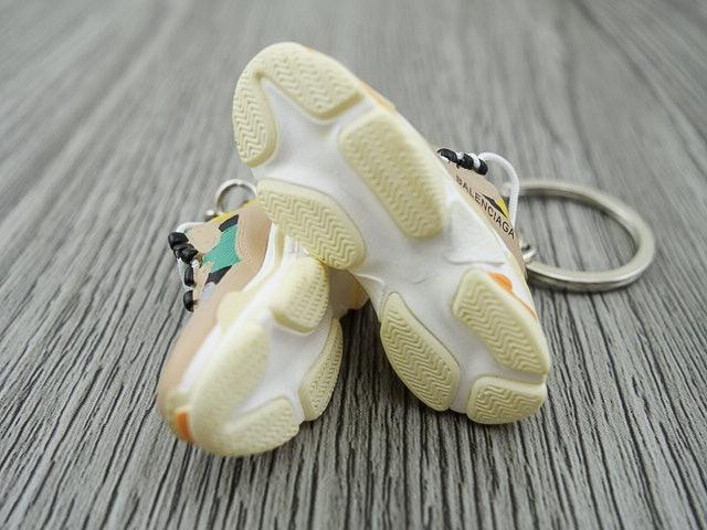 Mini Sneaker Keychains BLCGA Triple S - Yellow-Beige-Green - Sneakers Passion