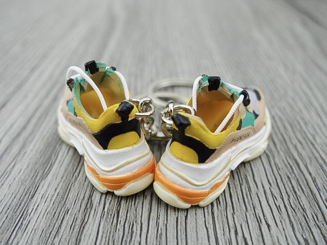 Mini Sneaker Keychains BLCGA Triple S - Yellow-Beige-Green - Sneakers Passion