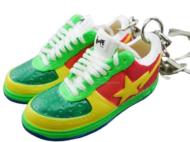 Mini 3D sneaker keychains BAPE - Yellow Red Green - Sneakers Passion