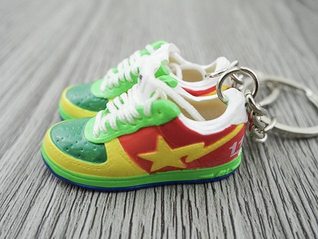 Mini 3D sneaker keychains BAPE - Yellow Red Green - Sneakers Passion