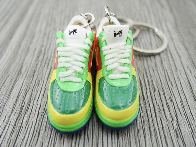 Mini 3D sneaker keychains BAPE - Yellow Red Green - Sneakers Passion