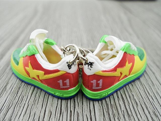 Mini 3D sneaker keychains BAPE - Yellow Red Green - Sneakers Passion