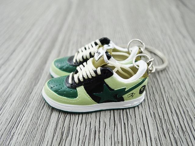 Mini 3D sneaker keychains BAPE - Green Black - Sneakers Passion