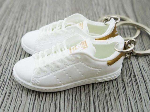Mini 3D sneaker keychains Stan Smith White and Copper - Sneakers Passion