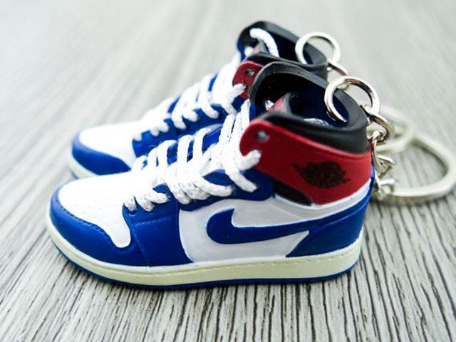 Mini sneaker keychain 3D Air Jordan 1 - Los Angeles Blue Toe - Sneakers Passion