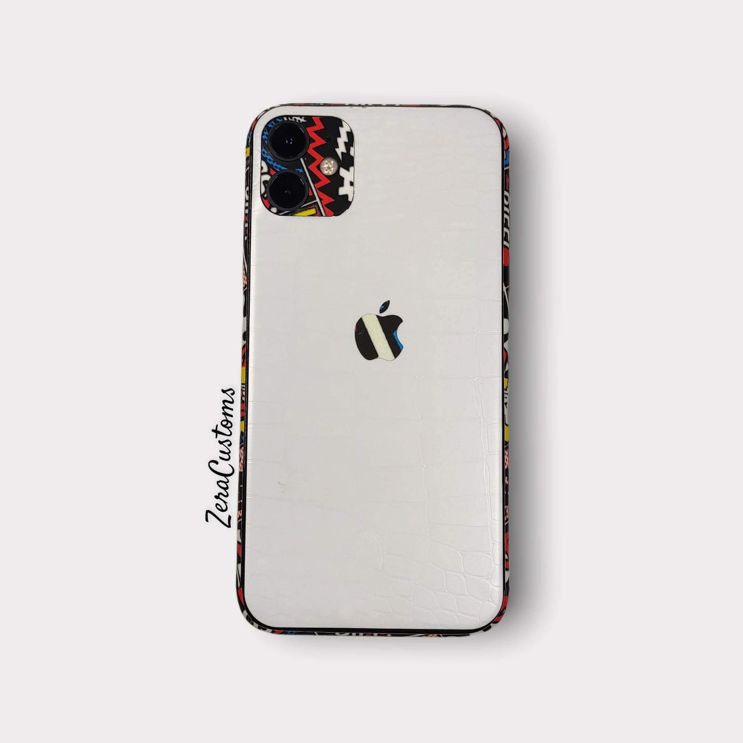 White Leather with Graphics 01 Mobile Skin and Wrap - All Brands & Models - Sneakers Passion