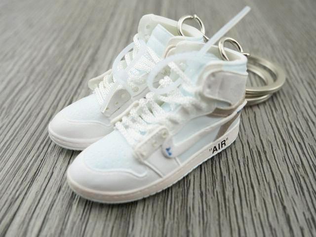 Mini sneaker keychain 3D AJ1 White X OW inspired - Sneakers Passion