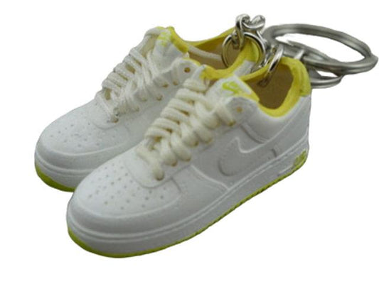mini 3D sneaker keychains Air Force 1 low - White / Yellow - Sneakers Passion