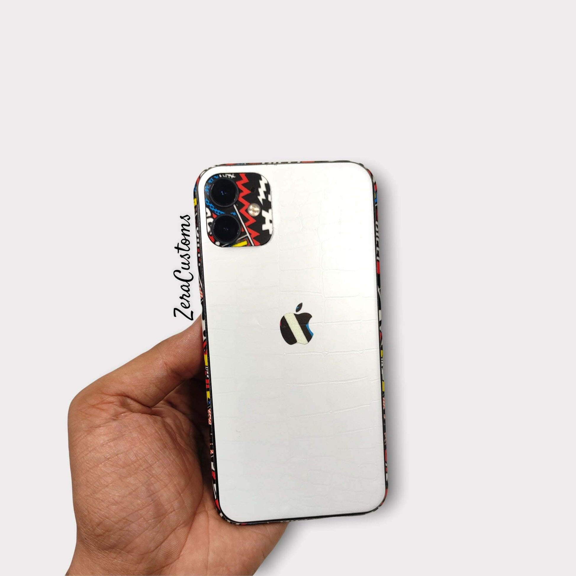 White Leather with Graphics 01 Mobile Skin and Wrap - All Brands & Models - Sneakers Passion