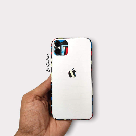 White Leather with Graphics 02 Mobile Skin and Wrap - All Brands & Models - Sneakers Passion