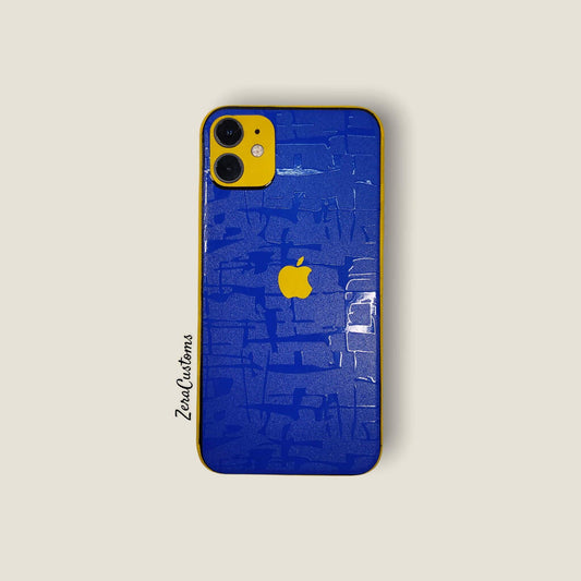 Blue Textured with Yellow Accent Mobile Skin and Wrap - All Brands & Models - Sneakers Passion