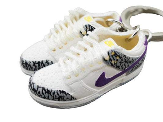 Mini sneaker keychain 3D Dunk Lo - Elephant print/ Purple - Sneakers Passion