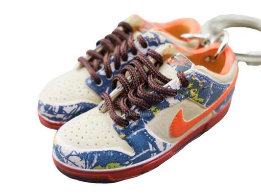 Mini sneaker keychain 3D Dunk Lo - Denim/Orange - Sneakers Passion