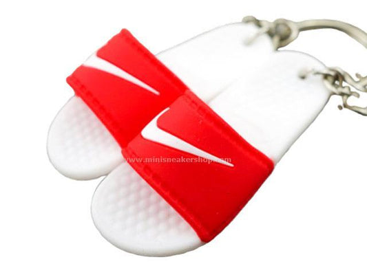 mini 3D sneaker keychains Flip Flops - Benassi Sandals Red/White - Sneakers Passion