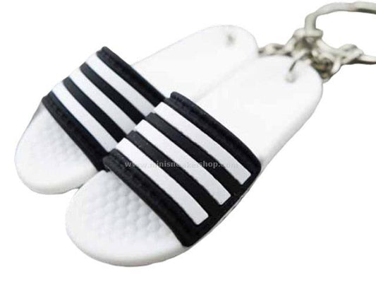 mini 3D sneaker keychains Flip Flops Sandals Black and White - Sneakers Passion
