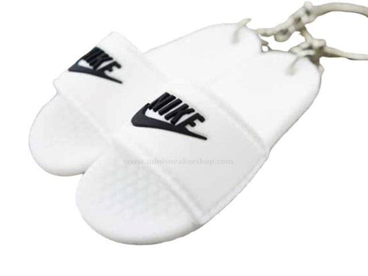 Mini 3D sneaker keychains Flip Flops - Benassi Sandals White/Black - Sneakers Passion