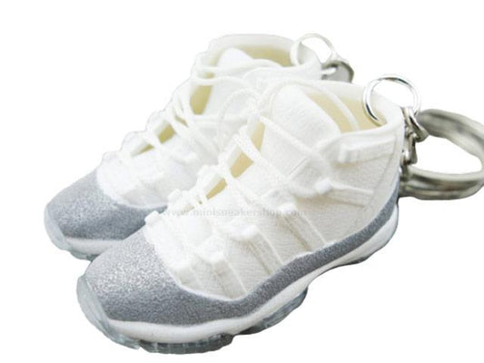 Mini 3D sneaker keychains AJ 11 - Metallic Silver - Sneakers Passion
