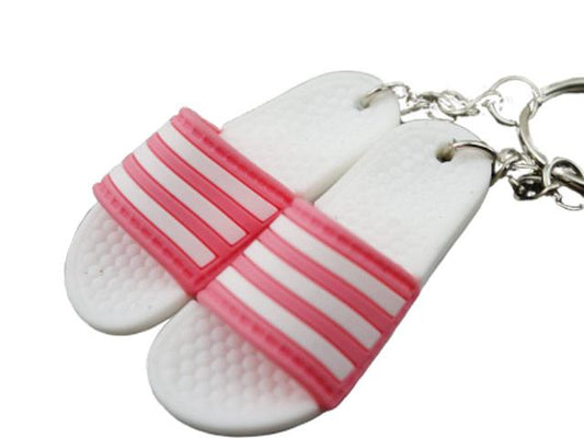 mini 3D sneaker keychains Flip Flops  Sandals White and Pink - Sneakers Passion