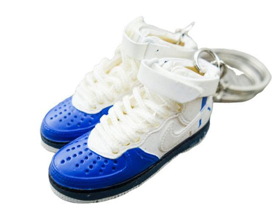 Mini sneaker keychain Air Force 1 Rasheed Wallace Blue and White - Sneakers Passion