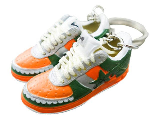 Mini 3D sneaker keychains BAPE - Orange Grey Green - Sneakers Passion