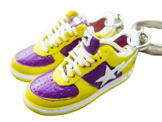 Mini 3D sneaker keychains BAPE - Yellow Purple Lakers - Elephant - Sneakers Passion