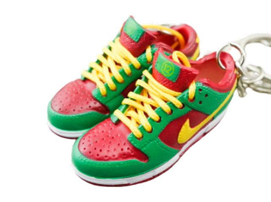 Mini sneaker keychain 3D Dunk - Green Red Yellow - Sneakers Passion