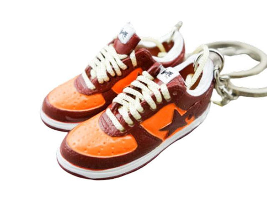 Mini 3D sneaker keychains BAPE - Brown/Orange - Sneakers Passion