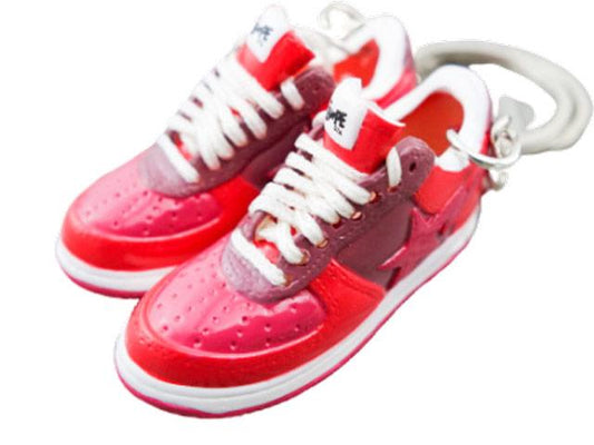 Mini 3D sneaker keychains BAPE - Red - Sneakers Passion