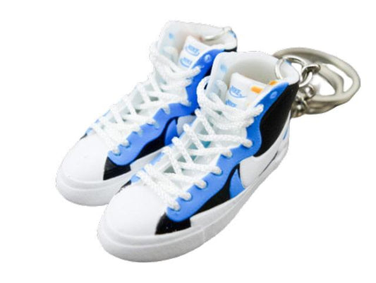 mini 3D sneaker keychains Blazer x SACAI -  White Black Legend Blue - Sneakers Passion