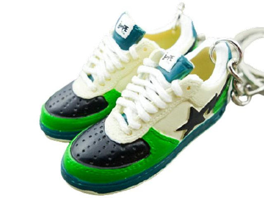 Mini 3D sneaker keychains BAPE - Green White Black - Sneakers Passion