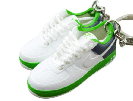 Mini 3D sneaker keychains Air Force 1 White Green Grey - Sneakers Passion