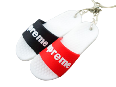 Mini 3D sneaker keychains Flip Flops - Sandals - Red Black White - Sneakers Passion