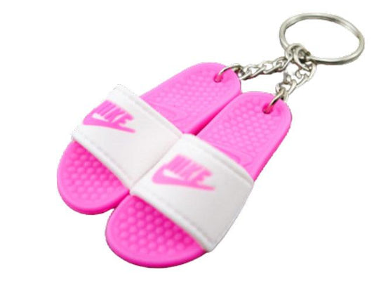 Mini 3D sneaker keychains Flip Flops - Benassi Sandals Pink/White - Sneakers Passion