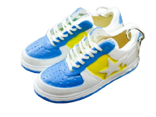 Mini 3D sneaker keychains BAPE - Blue White Yellow - Sneakers Passion