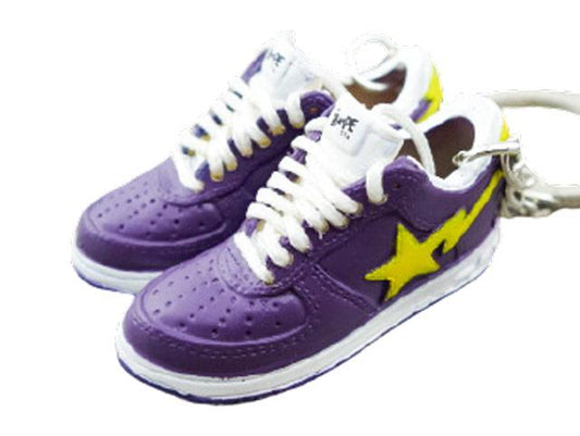 Mini 3D sneaker keychains BAPE - Yellow and Purple - Lakers - Sneakers Passion