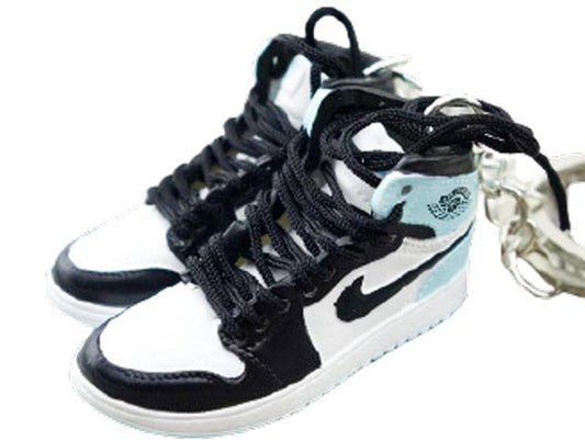 Mini sneaker keychain 3D Air Jordan 1 - Light Blue White Black - Sneakers Passion