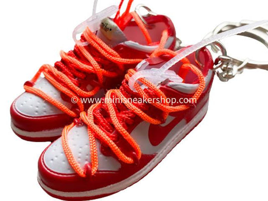 Mini sneaker keychain 3D Dunk Low OW - Red - Sneakers Passion