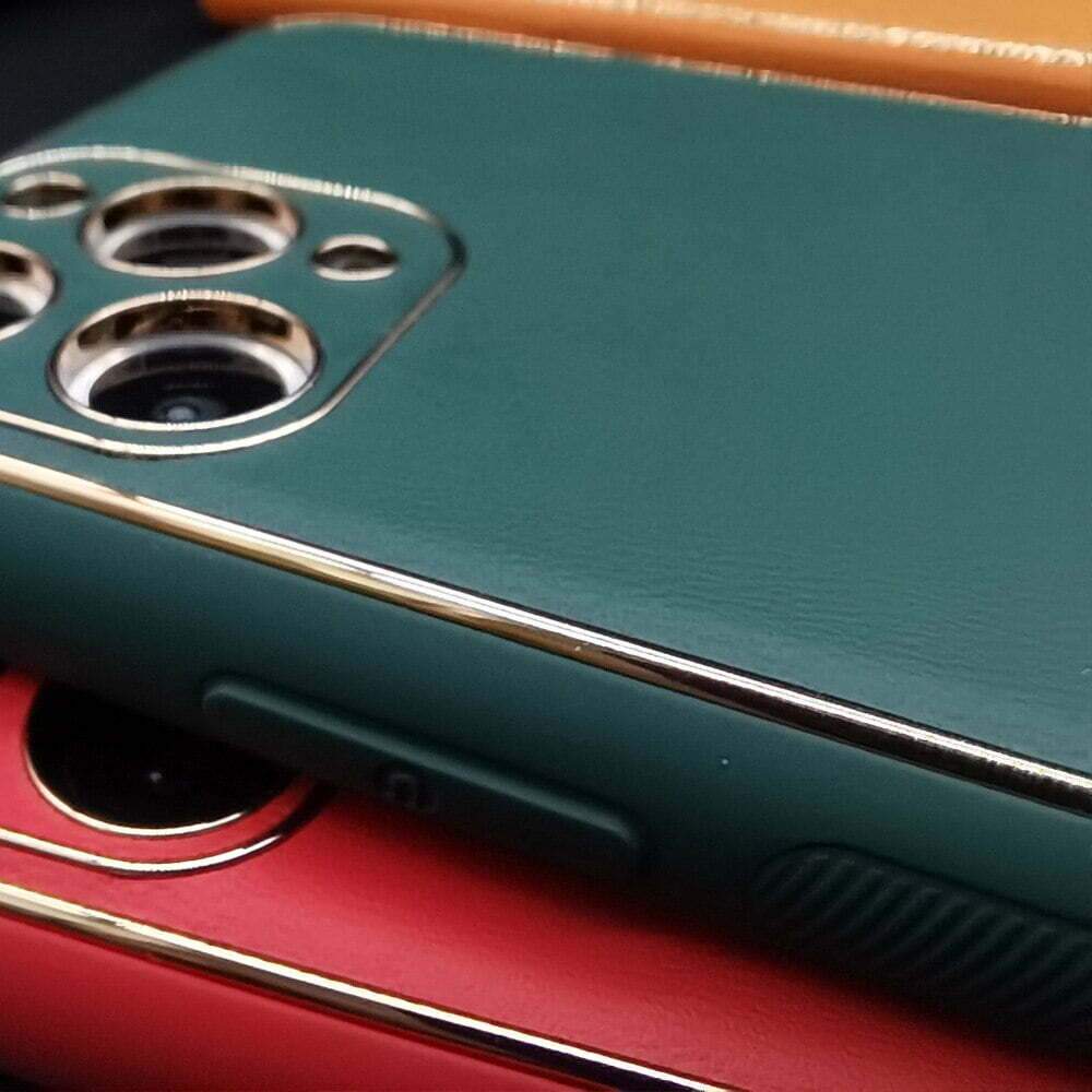 Gold Frame Leather iPhone Case - Sneakers Passion