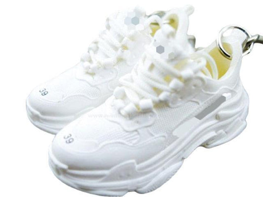 Mini Sneaker Keychains BLCGA Triple S - All White - Sneakers Passion