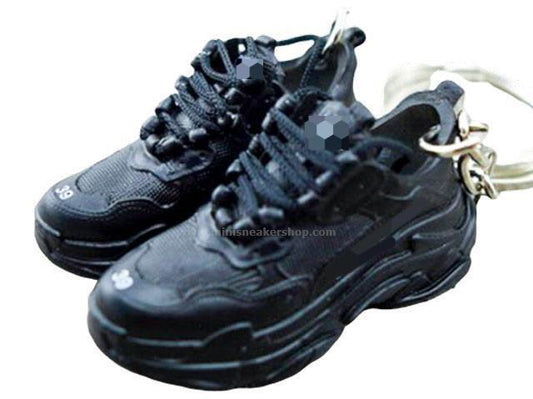 Mini Sneaker Keychains Blcga Triple S - All Black - Sneakers Passion