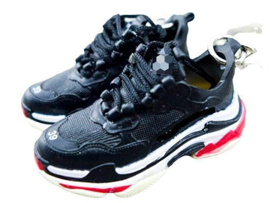 Mini Sneaker Keychains BLCGA Triple S - Black and Red - Sneakers Passion