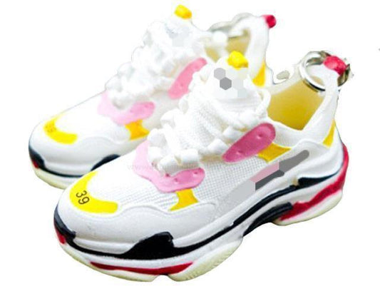 Mini Sneaker Keychains BLCGA Triple S - White Pink Red - Sneakers Passion