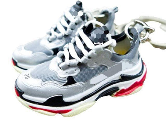 Mini Sneaker Keychains BLCGA Triple S - Silver - Sneakers Passion