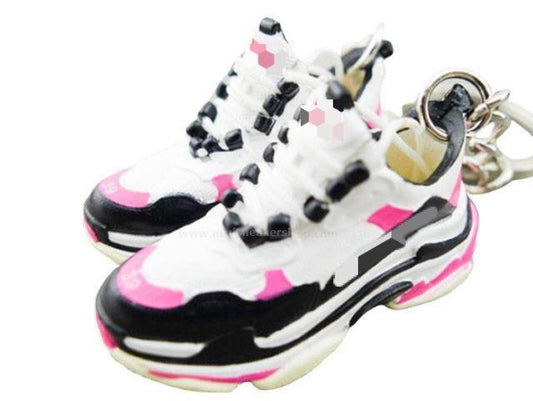 Mini Sneaker Keychains BLCGA Triple S - Pink White Black - Sneakers Passion