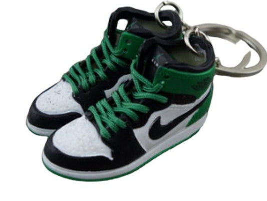 Mini sneaker keychain 3D Air Jordan 1 - Black White Green - Sneakers Passion