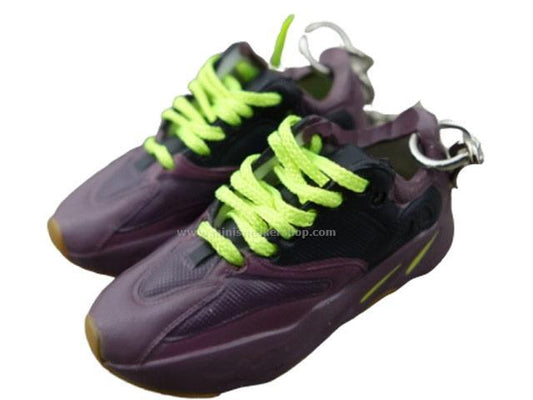 Mini Sneaker Keychains YZY  - MAUVE with yellow laces - Sneakers Passion