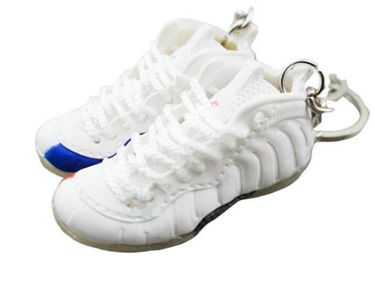 Mini sneaker keychain 3D Foam - White Blue/Coral - Sneakers Passion